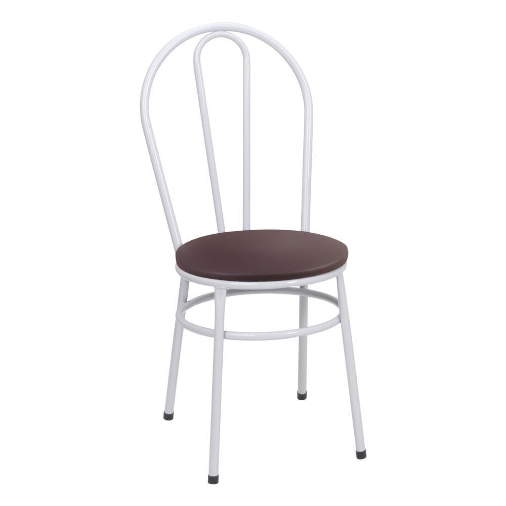 Conjunto Mesa De Jantar Redonda 90cm Com 4 Cadeiras Multimóveis Cr50135 Branco Marrom - 4