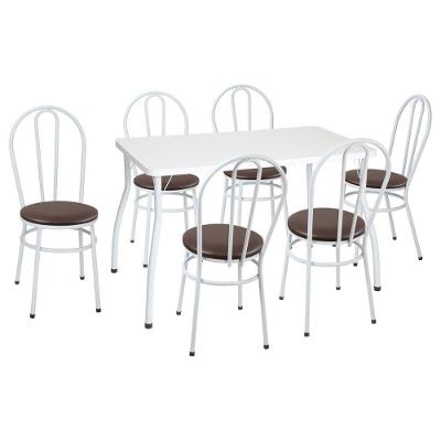 Conjunto Mesa De Jantar 115cm Com 6 Cadeiras Multimóveis Cr50136 Branco Marrom