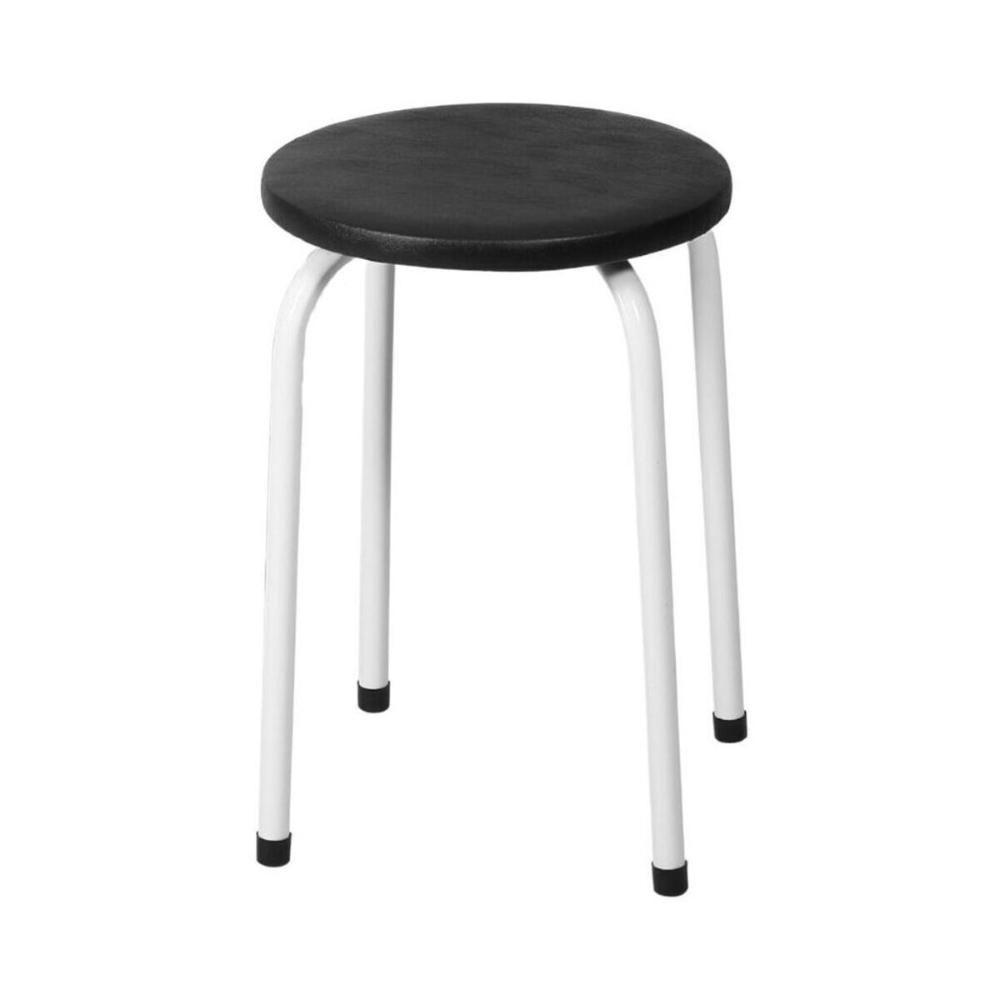 Conjunto Mesa De Jantar Dobrável 65,5cm Com 4 Banquetas Multimóveis Cr50141 Branco Preto - 6