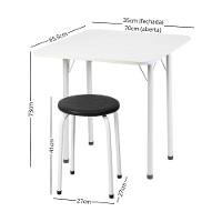 Conjunto Mesa De Jantar Dobrável 65,5cm Com 4 Banquetas Multimóveis Cr50141 Branco Preto - 3