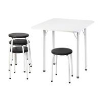Conjunto Mesa De Jantar Dobrável 65,5cm Com 4 Banquetas Multimóveis Cr50141 Branco Preto - 5
