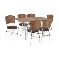 Conjunto Mesa De Jantar 137cm Com 6 Cadeiras Multimóveis Cr50140 Nogueira Marrom - 2