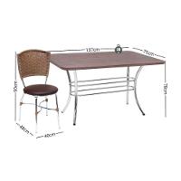 Conjunto Mesa De Jantar 137cm Com 6 Cadeiras Multimóveis Cr50140 Nogueira Marrom - 3
