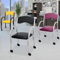 Cadeira De Escritório Estofada Com Rodízios 52cm Multimóveis Cr25288 Prata Rosa - 3