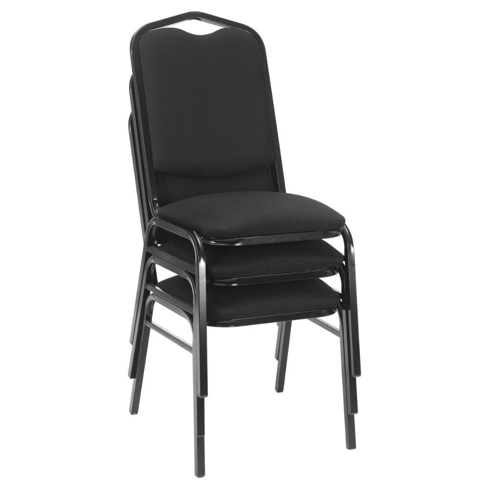 Kit Com 3 Cadeiras De Auditório-escritório Estofadas 44cm Multimóveis Cr25290 Preto - 3