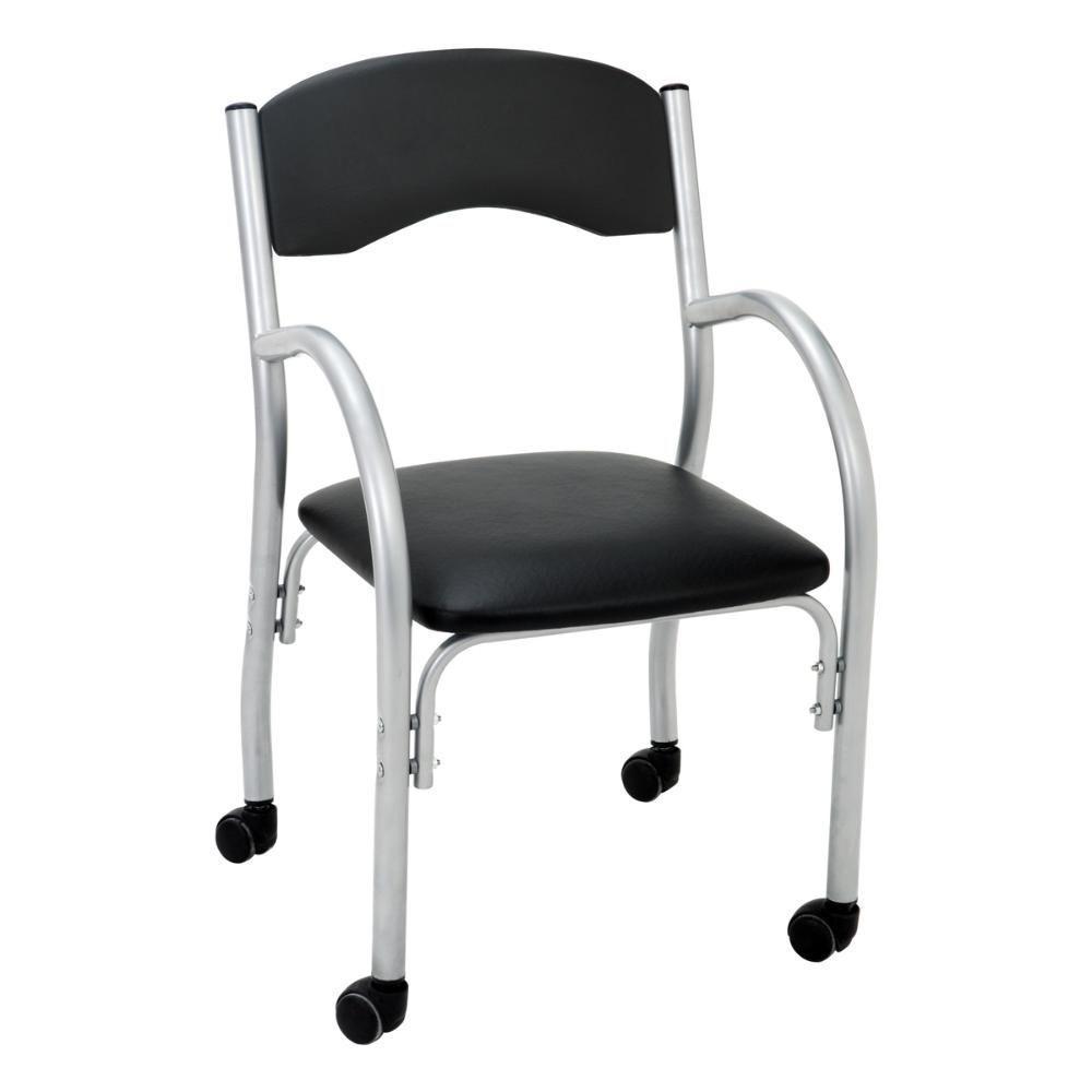 Cadeira De Escritório Estofada Com Rodízios 52cm Multimóveis Cr25288 Prata Preto - 1