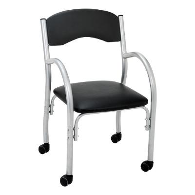 Cadeira De Escritório Estofada Com Rodízios 52cm Multimóveis Cr25288 Prata Preto