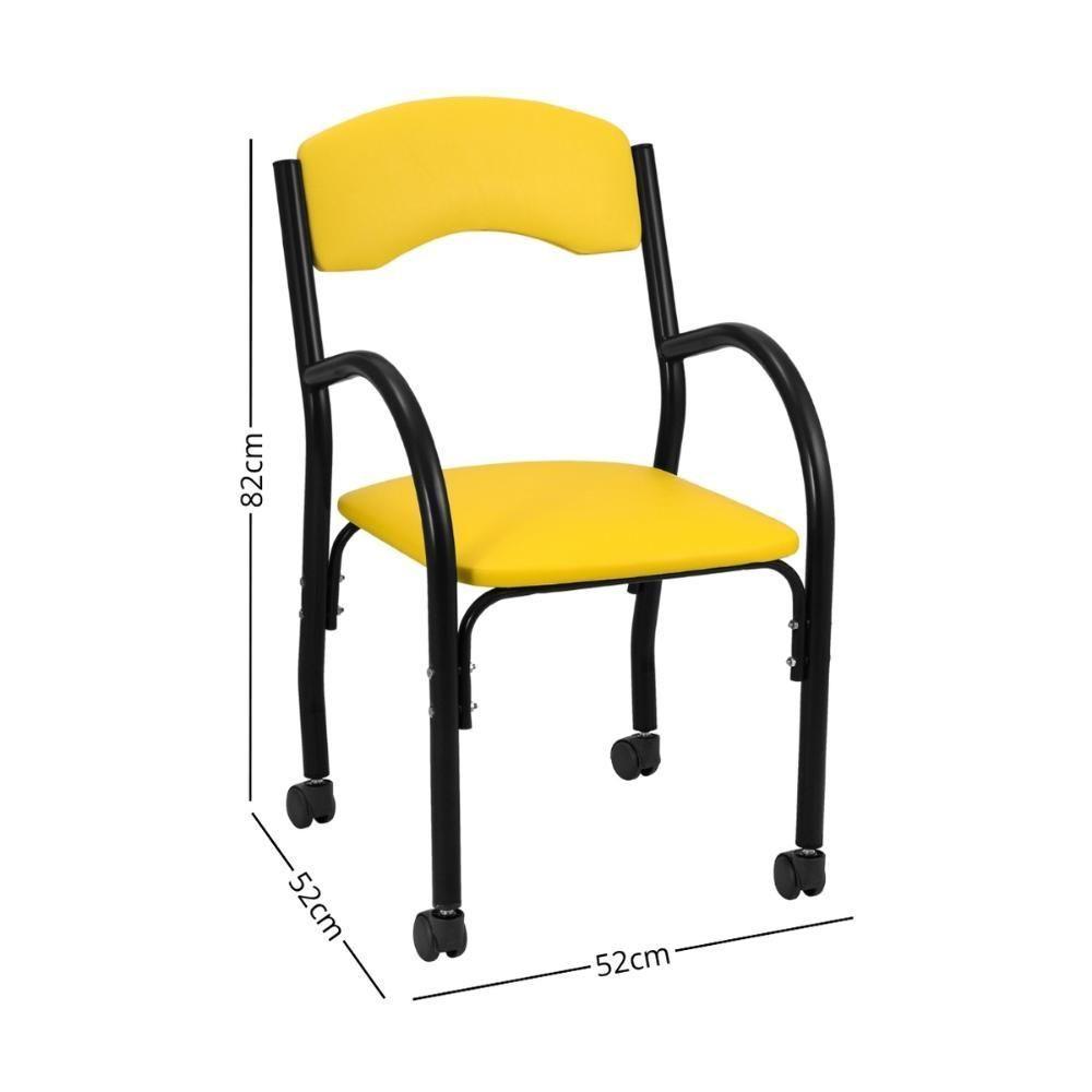 Cadeira De Escritório Estofada Com Rodízios 52cm Multimóveis Cr25288 Preto Amarelo - 2