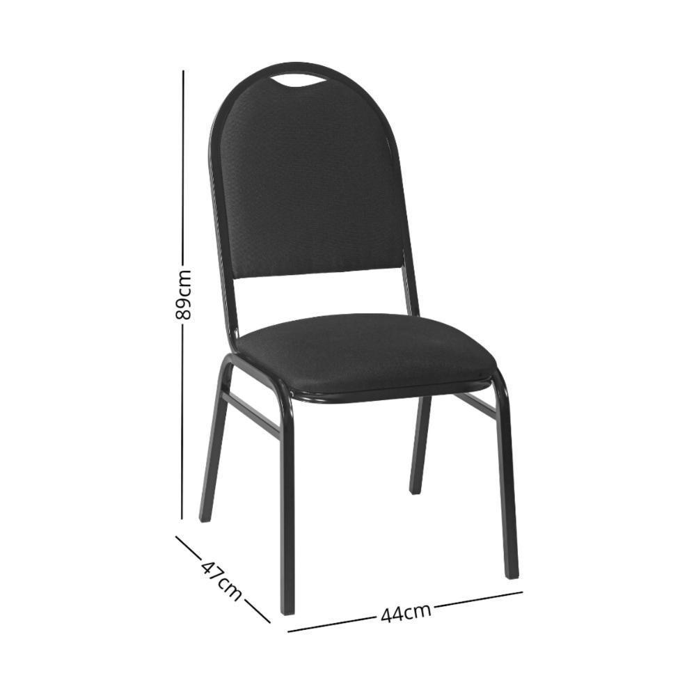 Kit Com 3 Cadeiras De Auditório-escritório Estofadas 44cm Multimóveis Cr25289 Preto - 2