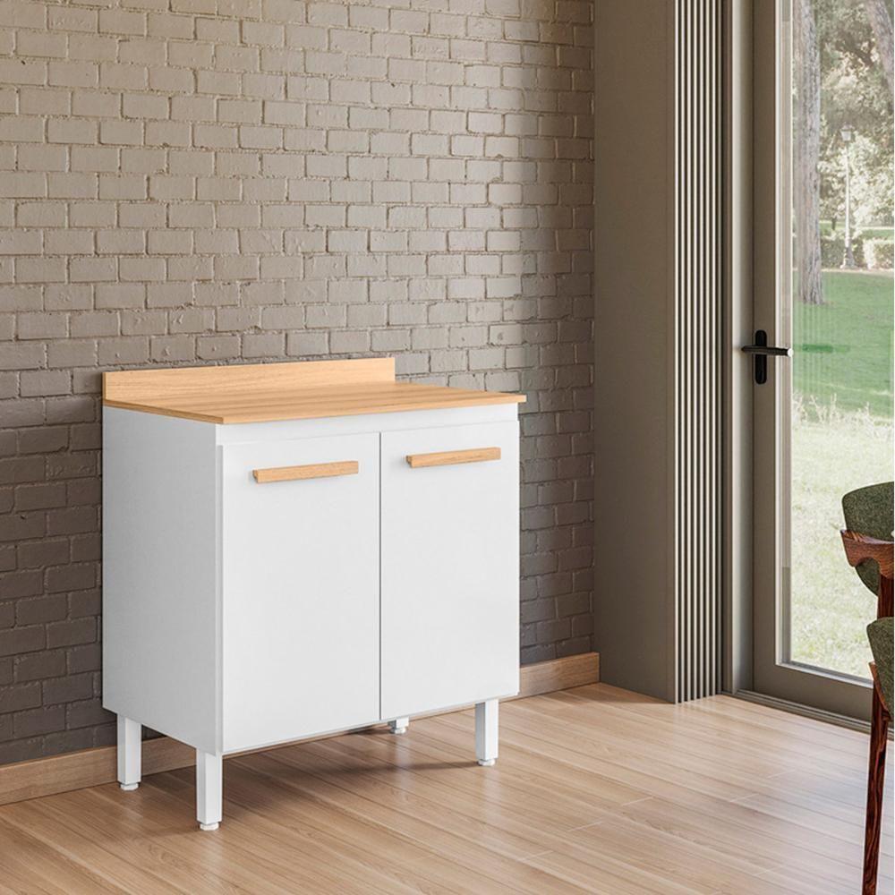 Balcão Intenza Com Tampo 80 Cm E 2 Portas Branco - 2