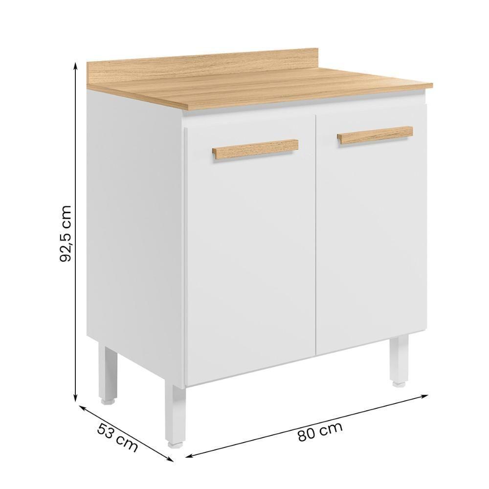 Balcão Intenza Com Tampo 80 Cm E 2 Portas Branco - 4