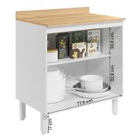 Balcão Intenza Com Tampo 80 Cm E 2 Portas Branco - 3