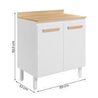 Balcão Intenza Com Tampo 80 Cm E 2 Portas Branco - 4