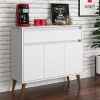 Aparador Buffet Zeus 1 Gaveta E 3 Portas Pés Madeira Maciça Branco Branco - 1