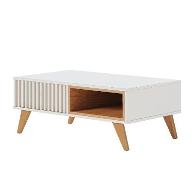 Mesa De Centro Jeri Sala Com Pés De Madeira Maciça Off White-freijo Off White-freijo