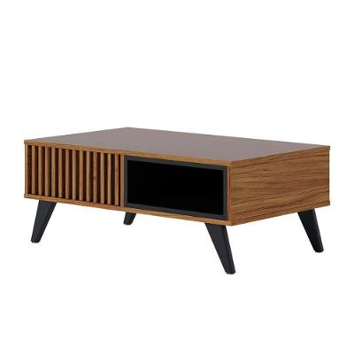 Mesa De Centro Jeri Sala Com Pés De Madeira Maciça Noce Milano-preto Fosco Noce Milano-preto Fosco