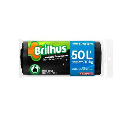 Saco De Lixo Em Rolo 50l Brilhus Bettanin 30 Unidades