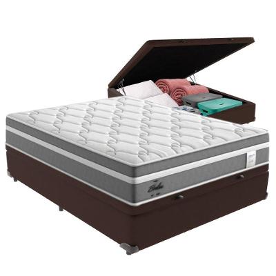 Cama Box Baú Casal E Colchão Molas Ensacadas Berlim Probel Marrom
