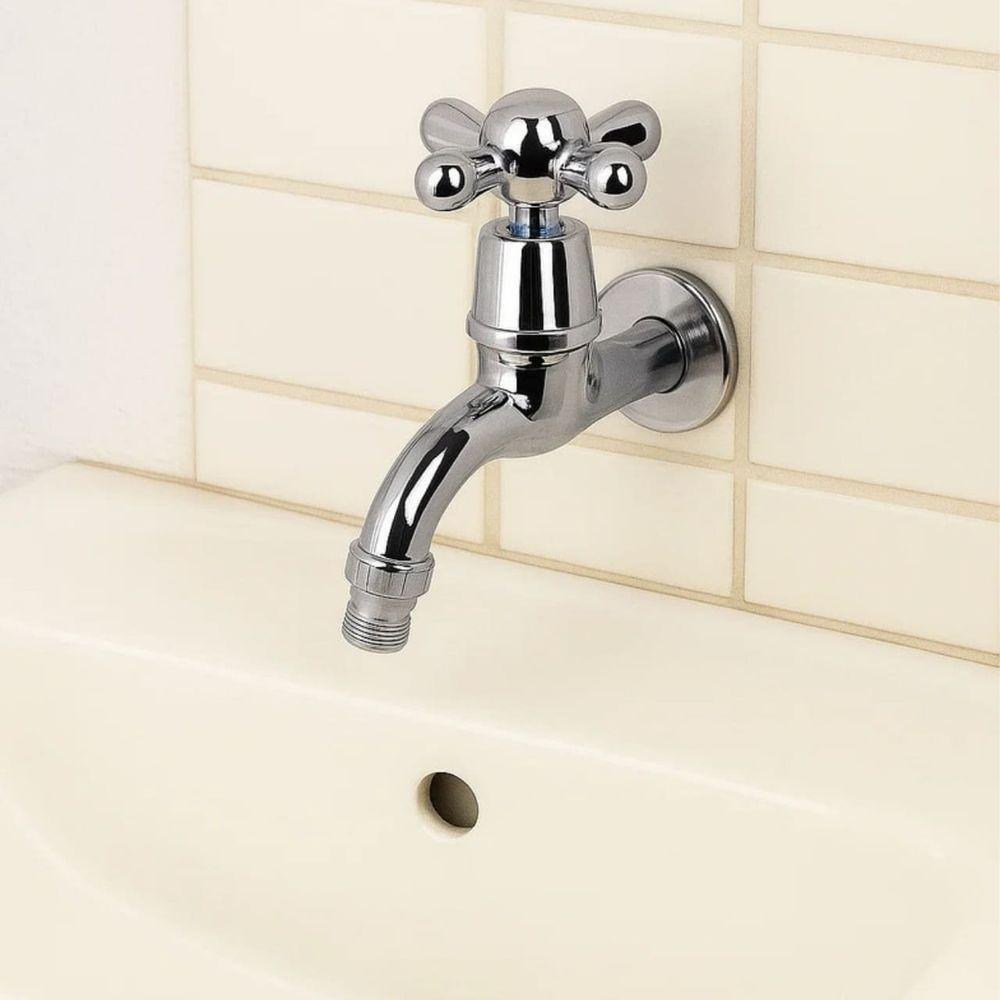 Torneira Curta Pia Tanque Banheiro Pvc Cromada 1/2'' - 2