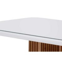 Mesa Para Cozinha Berlim Com Tampo 120x80cm Madeirado Vidro Canto Curvo Imbuia Grafite Rufato - 6