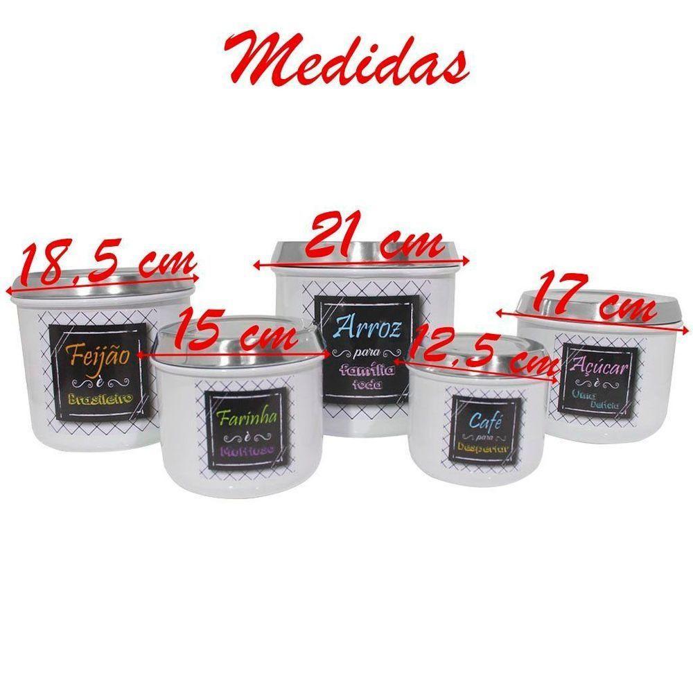 Conjunto De Mantimentos Branco Decorado Em Alumínio Para Cozinha 5 Peças - 6