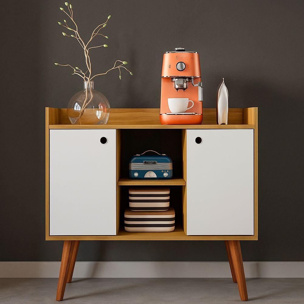 Aparador Cairo Freijó Branco Fiorello 80x71x36 Cm - Moderno E Elegante - 1