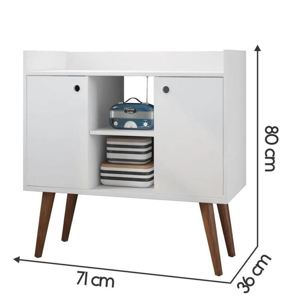 Aparador Cairo Freijó Branco Fiorello 80x71x36 Cm - Moderno E Elegante - 2