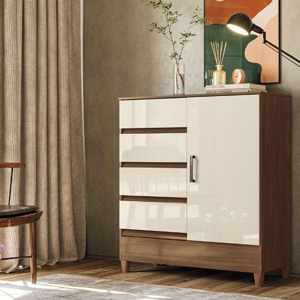 Cômoda Santos Andirá Fit 1.4 Jequitibá Areia 1 Porta 4 Gavetas - 2