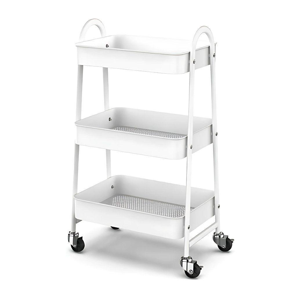 Prateleira De Metal Multiuso 3 Andares Com Rodinhas - Branco - 1