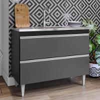 Balcão De Cozinha Com Pia Inox 100cm Julia Z34 Preto-grafite - Mpozenato - 2