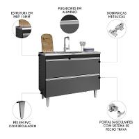 Balcão De Cozinha Com Pia Inox 100cm Julia Z34 Preto-grafite - Mpozenato - 3