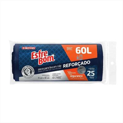 Saco De Lixo Em Rolo Reforçado Azul Petróleo 60l Esfrebom Bettanin 25 Unidades