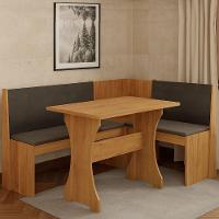 Conjunto Sala De Jantar Mesa Com Canto Alemão Arnis Veludo Viero Madeirado / Cinza - 2