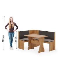 Conjunto Sala De Jantar Mesa Com Canto Alemão Arnis Veludo Viero Madeirado / Cinza - 5