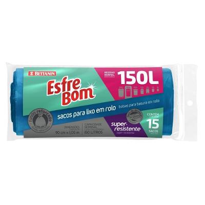 Sacos Para Lixo Rolo 150l Fundo Reforçado 15un Esfrebom