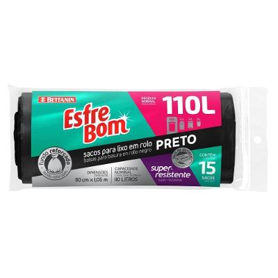 Sacos Para Lixo Preto Rolo 110l Fundo Reforçado Esfrebom