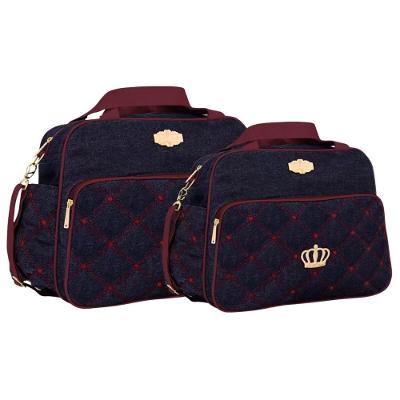 Kit Bolsas Maternidade Baby Jeans Elegance Jeans E Vinho