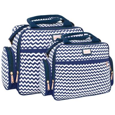 Kit Bolsas Maternidade Passeio Baby Chevron Azul Marinho