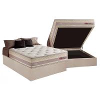 Cama Box Baú Casal: Colchão Molas Masterpocket Ensacadas Herval Maxspring Tower + Base Crc Suede Bege (138x188) - 1