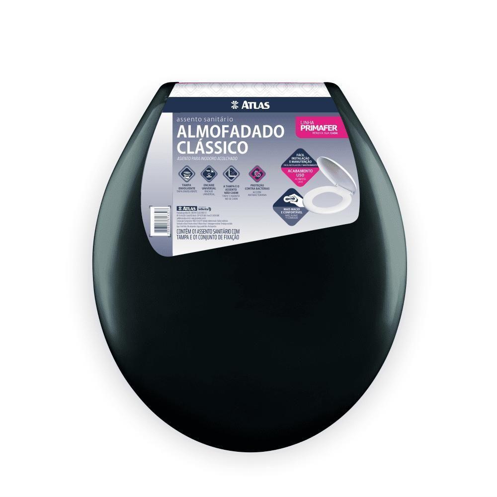 Assento Sanitário Almofadado Clássico Preto Atlas - 1