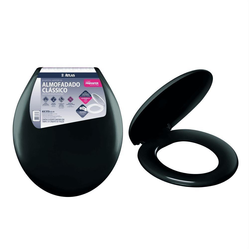 Assento Sanitário Almofadado Clássico Preto Atlas - 2