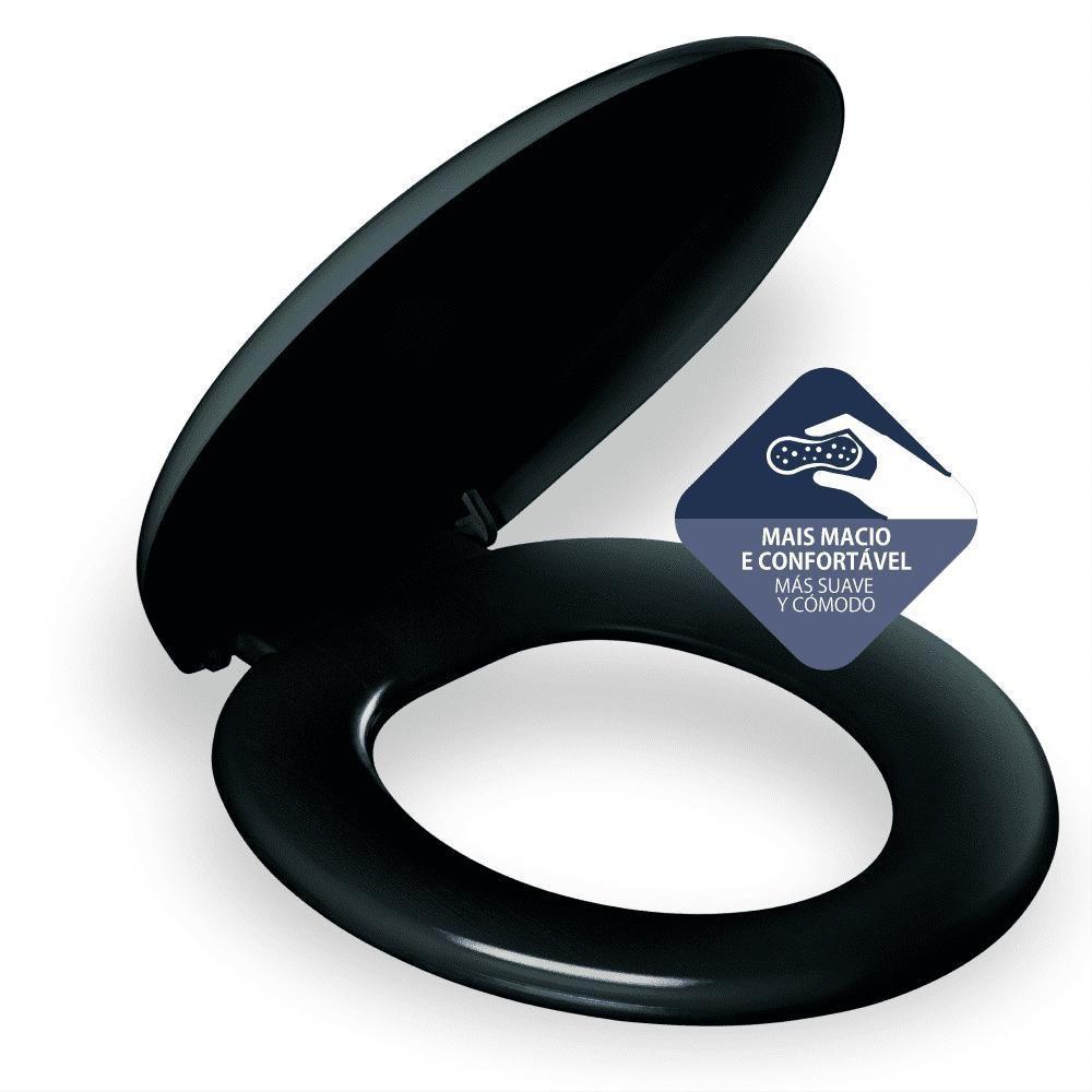Assento Sanitário Almofadado Clássico Preto Atlas - 3