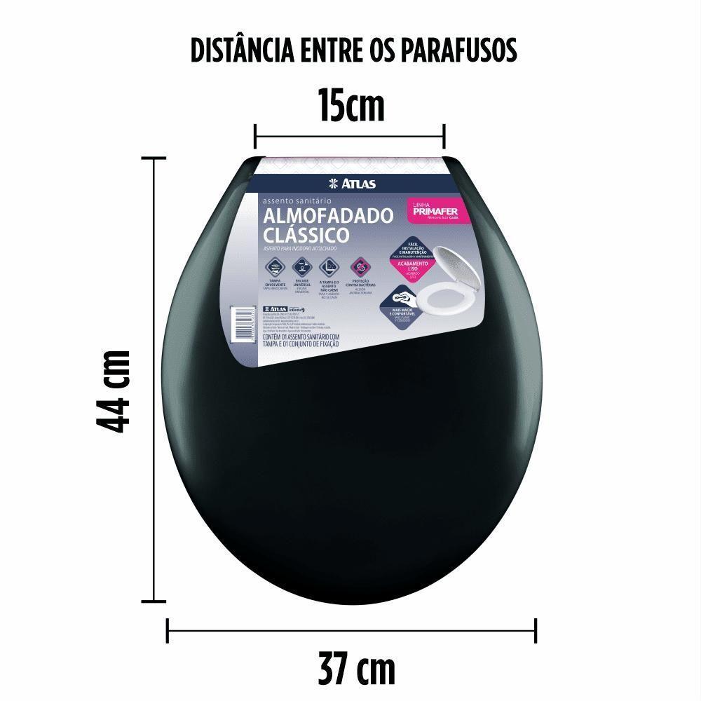 Assento Sanitário Almofadado Clássico Preto Atlas - 8