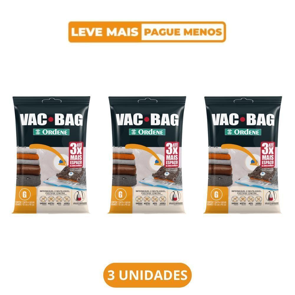 Kit 3 Sacos A Vácuo Organizador Grande Transparente 55x90cm Vac Bag Ordene - 2