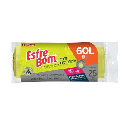 Kit 3 Saco De Lixo Em Rolo Com Citronela E Fundo Reforçado Pistache 60l Esfrebom Bettanin 25 Unidades