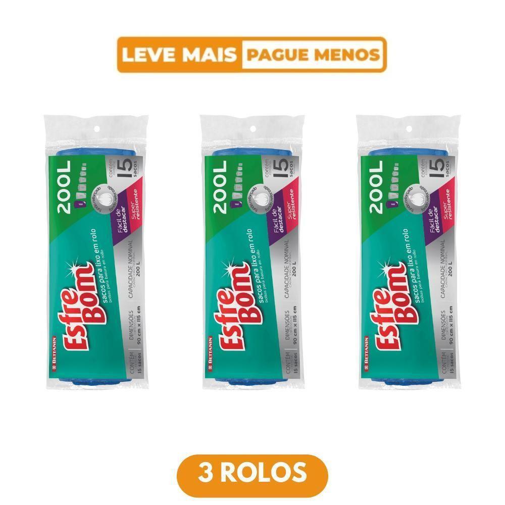 Kit 3 Saco De Lixo Fundo Reforçado 200l Esfrebom - 2