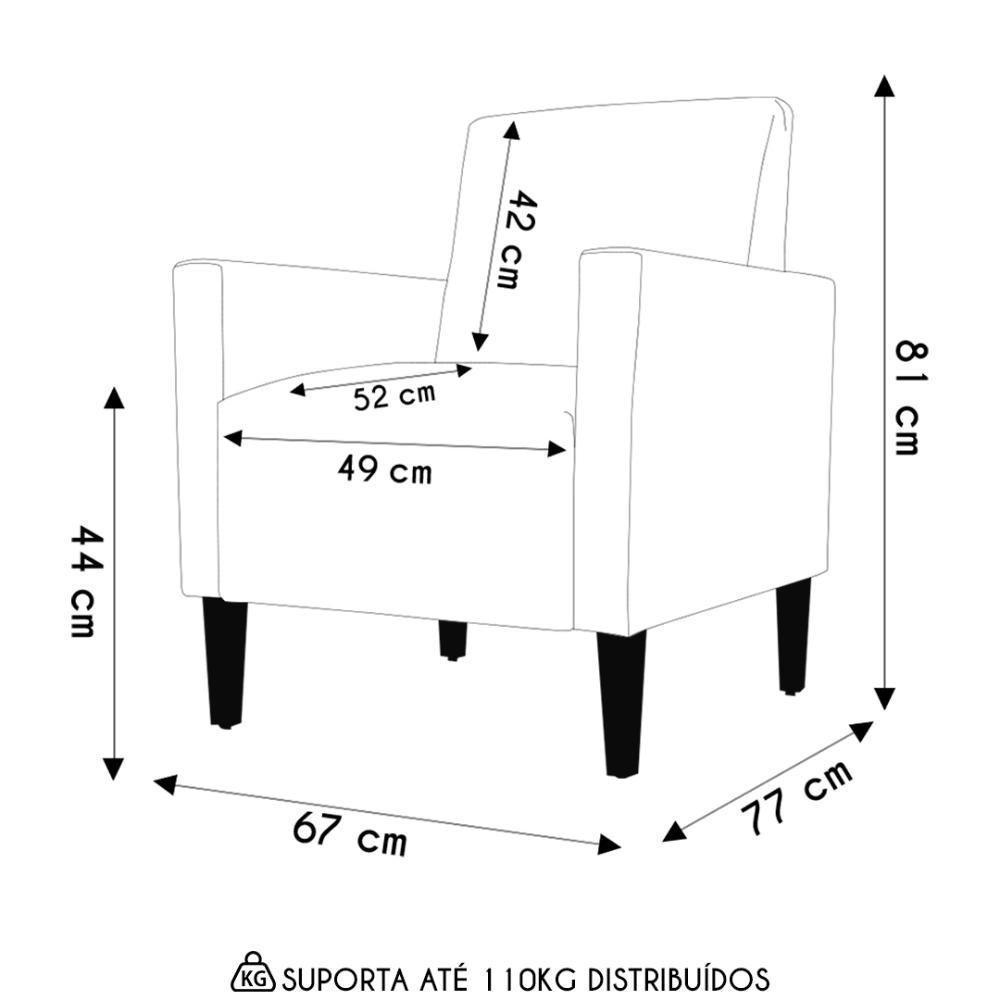 Poltrona Para Sala Pés De Madeira Thessa P04 Sintético Branco - Mpozenato - 4