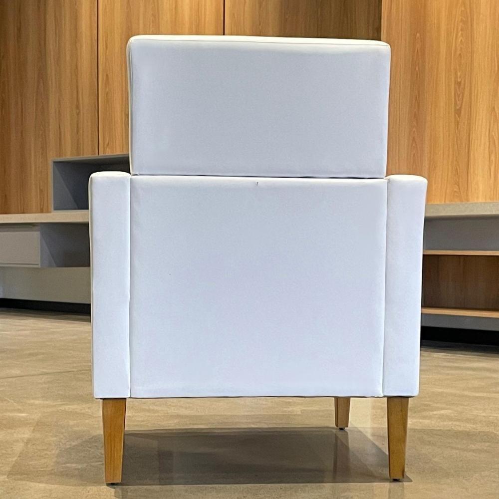 Poltrona Para Sala Pés De Madeira Thessa P04 Sintético Branco - Mpozenato - 6