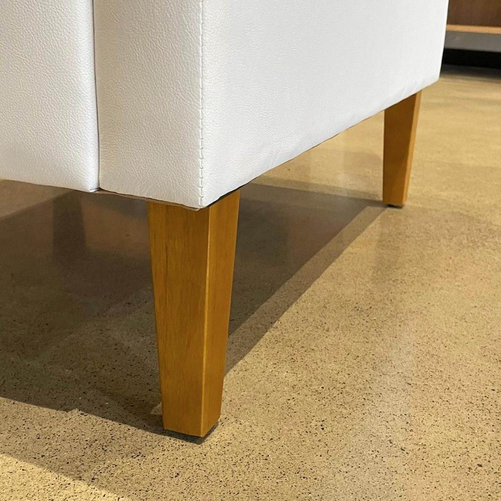 Poltrona Para Sala Pés De Madeira Thessa P04 Sintético Branco - Mpozenato - 8