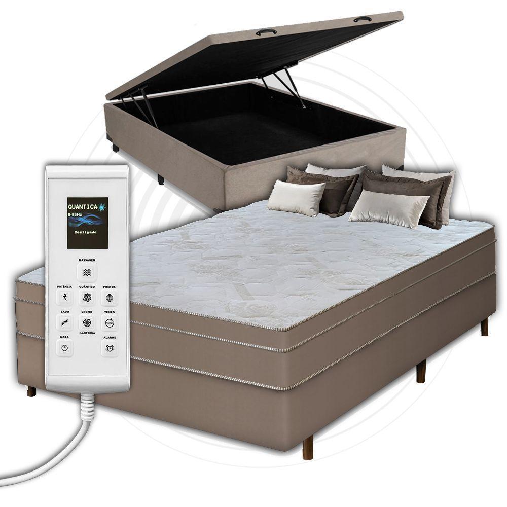 Cama Box Casal + Colchão Com Massageador Espuma D33 Função Ortopédica 138x188cm Bege - 7